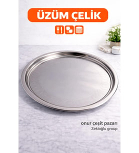 Çelik Tepsi No :14 Çelik Sini Yemek Tepsisi Paslanmaz Tepsi Yuvarlak