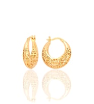 Gümüş altın yaldızlı özel işçilikli, işlemeli füzyon halka küpe SGTL12543GOLD