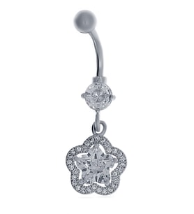 Kadın Çiçek Model Taşlı Sallantılı Piercing
