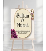 Söz Nişan Düğün İçin 50x70 Karşılama Panosu - Çiçek Tasarımlı 006