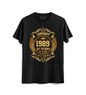 Vintage Gold Awesome Series January 1989 Siyah Tshirt