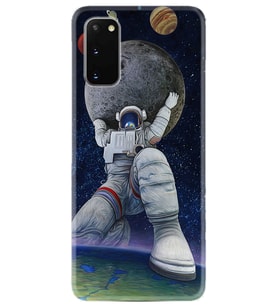 Samsung A02S A03S A10 A12 A13 A21S A22 Kılıf Desenli Silikon Astronot ve Dünya 1759