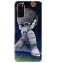 Samsung A02S A03S A10 A12 A13 A21S A22 Kılıf Desenli Silikon Astronot ve Dünya 1759