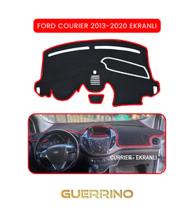 FORD Courier 2013-2020 EkranlıTORPİDO KORUMA HALISI KIRMIZI KENAR
