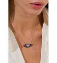 14 K White Gold Kaplama 925 Ayar Gümüş Koruyucu Nazar Göz Kolye