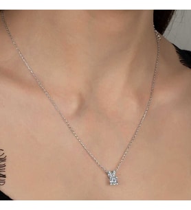Ucarticaret S-warovski Taşlı Gümüş Tektaş Bayan Kolye