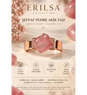 Sertifikalı Şeffaf Pembe Akik Taşı Doğal Taş Yüzük Bakır Kasa Ayarlanabilir