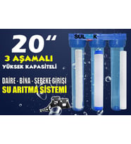 Sulook 20 Inç Bina-Daire-Şebeke Girişi Su Arıtma Filtre Seti 1-5 Micron Filtre - Gac