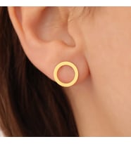 925 Ayar Gümüş Minimal Çember Küpe Çap:9.50 mm- E00252 (Altın)