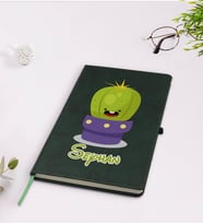 BK Gift Kişiye Özel Kaktüs Tasarımlı Yeşil Termo Deri Defter Model 10