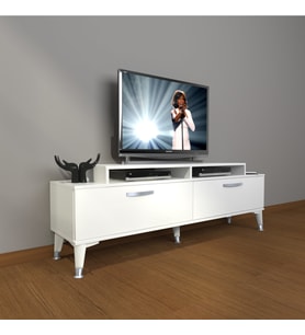 Decoraktiv Ekofex 4 Slm Silver Tv Ünitesi Tv Sehpası - Parlak Beyaz
