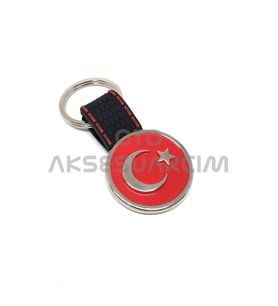 Türk Bayrağı Silikon Luxury Metal Oto Anahtarlık Siyah