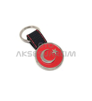 Türk Bayrağı Silikon Luxury Metal Oto Anahtarlık Siyah