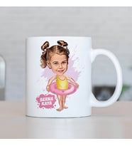 Kişiye Özel Tatildeki Kız Karikatürlü Kupa Bardak