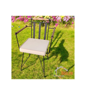 40x40 Bej Su ve Leke İtici Fermuarlı Bağcıklı Bej Biyeli Sandalye Minderi 5 cm