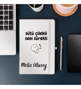 Kişiye Özel Sütü Çilekli Seni Sürekli Tasarımlı Defter