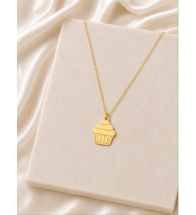 Kişiye Özel Minimal Cupcake Kolye 925K Gümüş (Gold)