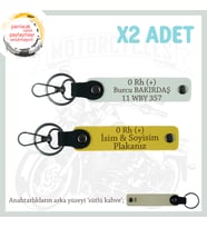 Usta Sürücüye İsim Plaka ve 0 Rh (+) Kan Grubu, Kişiselleştirilmiş x2' li Anahtarlık, Sarı-Beyaz-SK