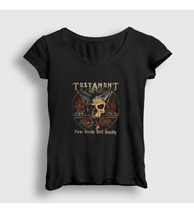 Presmono Kadın Siyah First Strike Testament T-Shirt 379590tt