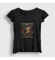Presmono Kadın Siyah First Strike Testament T-Shirt 379590tt