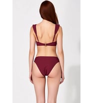 Kadın Bikini Takımı Bralette Üst Balensiz Normal Bel Slip Alt Döküm Aksesuar Detay Kolsuz Örme Kumaş