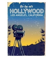 Hollywood, Los Angeles, California Seyahat Afişi Tablo Ahşap Poster Dekoratif