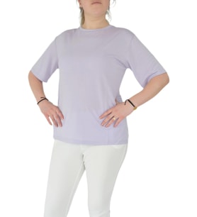 Kadın Sıfır Yaka Simli Tişört BGL-ST02091 (Lila)