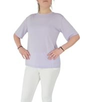 Kadın Sıfır Yaka Simli Tişört BGL-ST02091 (Lila)