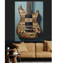 Gitar Plakları Retro Afiş Dekoratif Kanvas - Mdf Ahşap Tablo