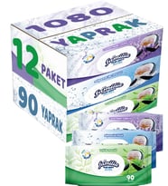 Familia Islak Havlu Mendil 90 Yaprak Karma 12 Li Set (Lavanta-Mineral-Yeşilin Tazeliği) 1080 Yaprak