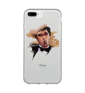 Iphone 7 Plus / 8 Plus Uyumlu Tony Montana Scarface Desenli Şeffaf Telefon Kılıfı