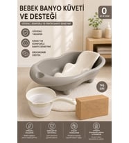 Bebek Banyo Küveti ve Banyo Desteği Seti Katlanabilir Banyo Maşrapası Dahil