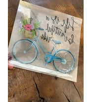 ÜTÜ İLE YAPIŞAN MAVİ BİSİKLETLİ TRANSFER BASKI ARMA TİŞÖRT BASKI 20X19 CM