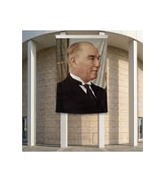 Gazi Mustafa Kemal Atatürk Yan Portre Poster Bayrak Premium Raşel Kumaş ATA58 2x3m