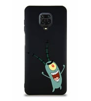 Xiaomi Redmi Note 9S Soft Premier Kapak Plankton Tasarımlı Silikon Kılıf - Siyah (Şeffaf)