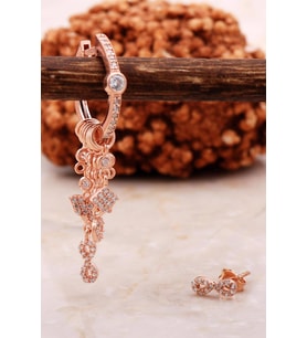 Sonsuzluk Rose Gümüş Kombin Şans Küpe 5464