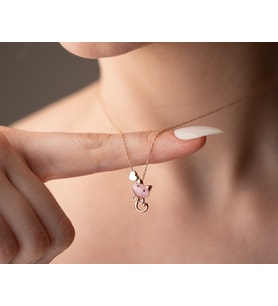 925 ayar papatya ay taşı<osimhen maske<kedili kolye<rose,gold,rodaj>