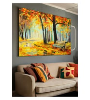 Kanvas Tablo Sonbahar Yapraktarı Yağlı Boya Görünümlü Dekoratif Kanvas Tablo 30 X 40