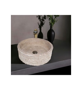 Jale Noche Traverten Silindir Dikey Patlatma Lavabo-243