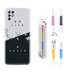 INFINIX Note 11 Pro Note 10 Hot 9 Play Kılıf Kablo Koruma Spiral Silikon Life and Death 1339