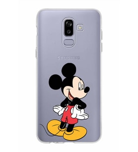 Samsung Galaxy J8 Kapak Mickey Mouse Tasarımlı Şeffaf Silikon Kılıf