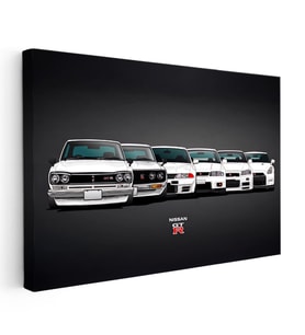 Kanvas Tablo Nissan GT-R Tüm Nesiller Serisi Nissan GT-R Tablosu Ev Ofis Duvar Dekoru