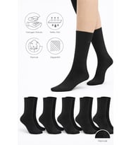 %80 Pamuklu Siyah Spor Çorap 4 Çift – Unisex, Ribanalı, Günlük Rahat Çorap