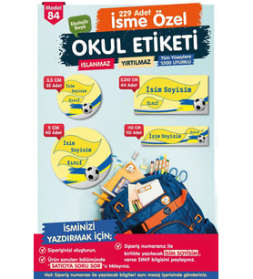 Okul Etiketi Kalem Defter Etiketi Özel İsim Yazılabilen Etiket Seti - İsim Etiketi-T528-OE84