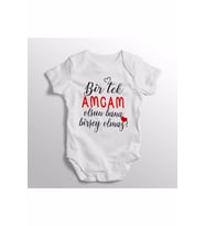 Bir Tek Amcam Olsun Bana Birşey Olmaz Yazılı Baskılı Bebek Zıbını