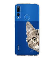 Huawei Y9 Prime 2019 Uyumlu Kapak Catface Tasarımlı Şeffaf Silikon Kılıf