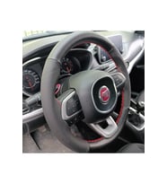 DİKİŞLİ DİREKSİYON KILIFI İTHAL KARBON DERİ NOKTALI DERİ KIRMIZI DİKİŞLİ FIAT EGEA İÇİN