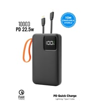 10.000 mAh Mini Kablolu Hızlı Powerbank 22W PD Quick Fast Taşınabilir Şarj Cihazı