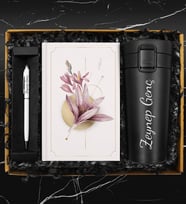 Kişiye Özel 400 ML Çelik Termos & Özel Tasarım Defter & Touch Pen Kalem Hediye Seti