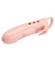 MorGece 2,5 cm Uzatmalı Titreşimli Penis Kılıfı (Kabartmalı, Testis Halkalı)